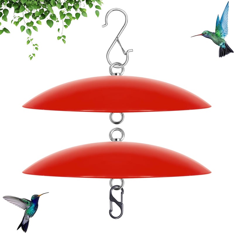 andergi 10" Small Bird Feeder Dome, Hummingbird Feeder Rain Guard, Bird Feeder Cover for Small Feeders, Protective Cover Work with Ant Guards（Red,2 Pack - Image 1
